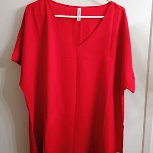 Red V-Neck Women's Top